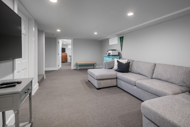 18 Trafton Ln, Kittery, ME 03904 - living area with recessed lighting, light colored carpet, and baseboards