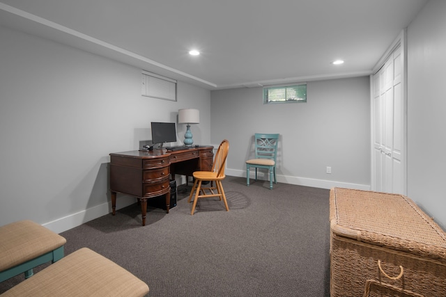 18 Trafton Ln, Kittery, ME 03904 - carpeted home office with recessed lighting and baseboards