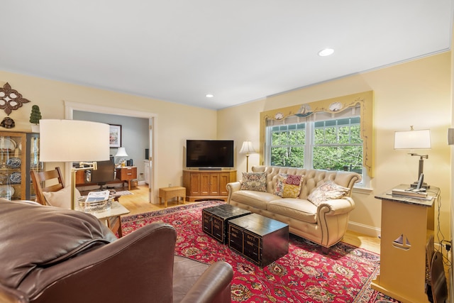 59 Beach Ave, Kennebunk, ME 04043 - living room featuring wood finished floors and recessed lighting