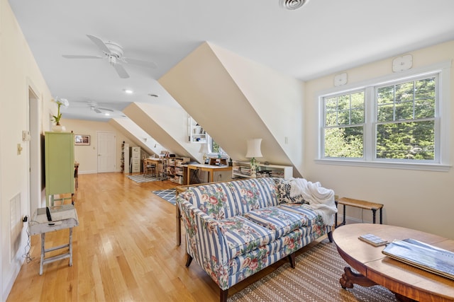 59 Beach Ave, Kennebunk, ME 04043 - living room featuring wood finished floors and ceiling fan