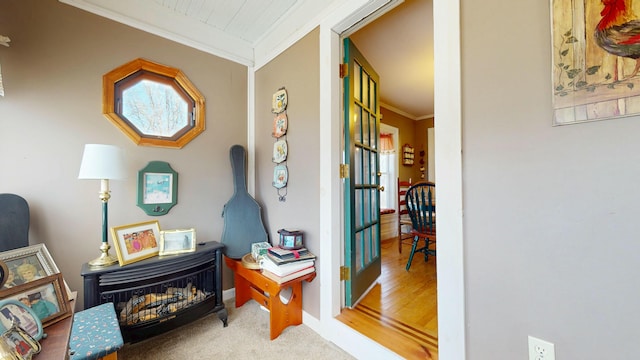 150 Enfield Rd, Lincoln, ME 04457 - interior space featuring ornamental molding, baseboards, plenty of natural light, and carpet floors