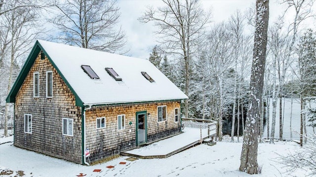 25 Lois Ln, Penobscot, ME 04476 - view of front of property with a wooden deck