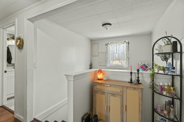 834 Main St, Bradley, ME 04411 - corridor featuring an upstairs landing and ornamental molding