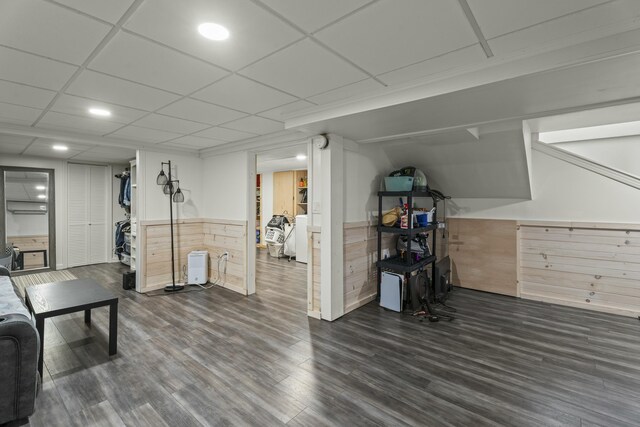 834 Main St, Bradley, ME 04411 - interior space featuring a paneled ceiling, recessed lighting, and dark wood finished floors