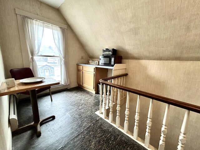 interior space with lofted ceiling
