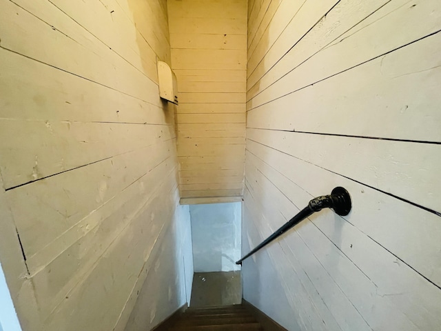 132 E Main St, Dover-Foxcroft, ME 04426 - stairway with wooden walls