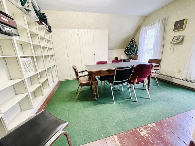 132 E Main St, Dover-Foxcroft, ME 04426 - carpeted dining space with vaulted ceiling