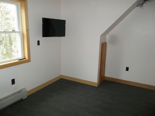 8 Varney Loop, Crawford, ME 04694 - interior space with dark colored carpet, baseboards, and baseboard heating