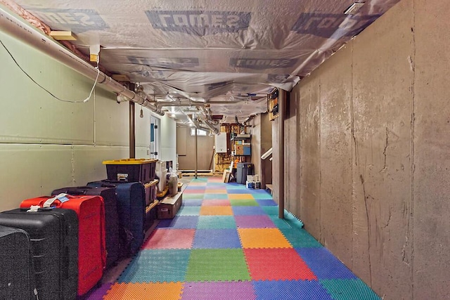unfinished below grade area featuring tile patterned floors