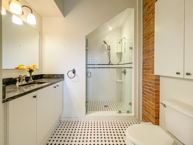 727 Congress St Unit 5, Portland, ME 04102 - bathroom with a shower stall, toilet, tile patterned flooring, and vanity