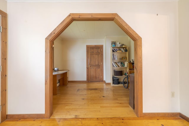 927 Pleasant St, Blue Hill, ME 04614 - hallway featuring light wood-style flooring