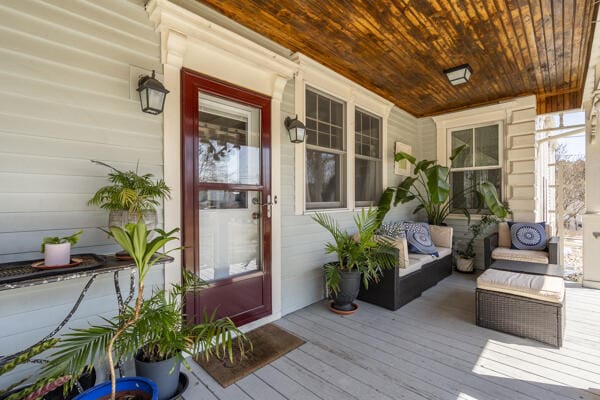 wooden terrace with covered porch
