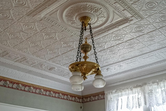 details with a chandelier