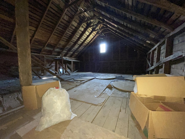 view of unfinished attic