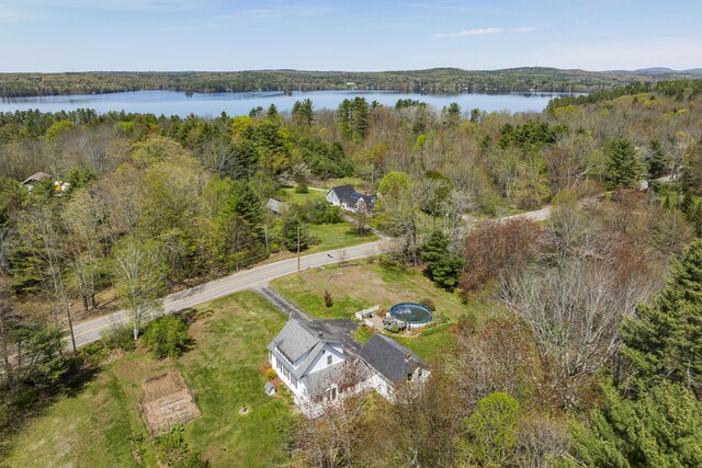 294 E Pond Rd, Jefferson, ME 04348 - aerial overview of property's location with a forest and a large body of water