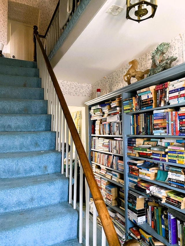 795 Bremen Rd, Waldoboro, ME 04572 - stairway featuring wallpapered walls