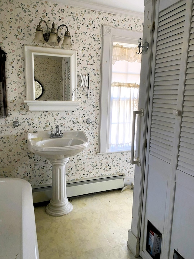795 Bremen Rd, Waldoboro, ME 04572 - bathroom with a tub and wallpapered walls