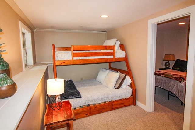 4 Bobs Way, Bethel, ME 04217 - bedroom featuring light colored carpet, recessed lighting, and ornamental molding