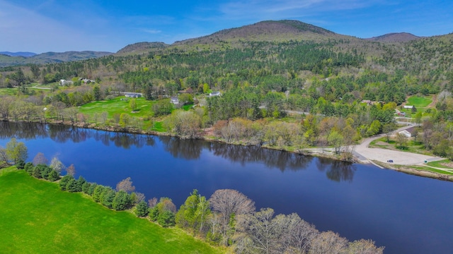 257 S Rumford Rd, Rumford, ME 04276 - aerial view of property and surrounding area featuring a heavily wooded area and a water and mountain view