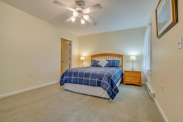 23 Winterberry Ct Unit 23, Cumberland, ME 04021 - carpeted bedroom with a baseboard radiator, baseboards, and ceiling fan