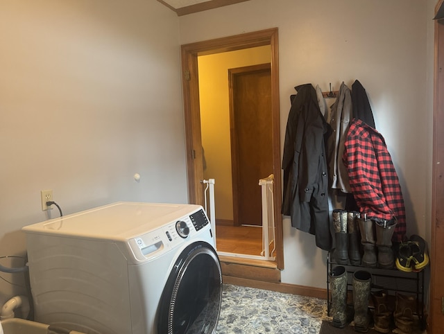 4197 Aroostook Rd, Winterville Plt, ME 04739 - washroom with washer / dryer, laundry area, and baseboards