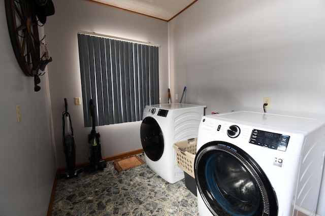 4197 Aroostook Rd, Winterville Plt, ME 04739 - laundry area featuring washer and clothes dryer, laundry area, and stone finish flooring