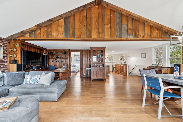 1081 Kings Hwy, Kennebunkport, ME 04046 - living area with high vaulted ceiling and light wood-type flooring