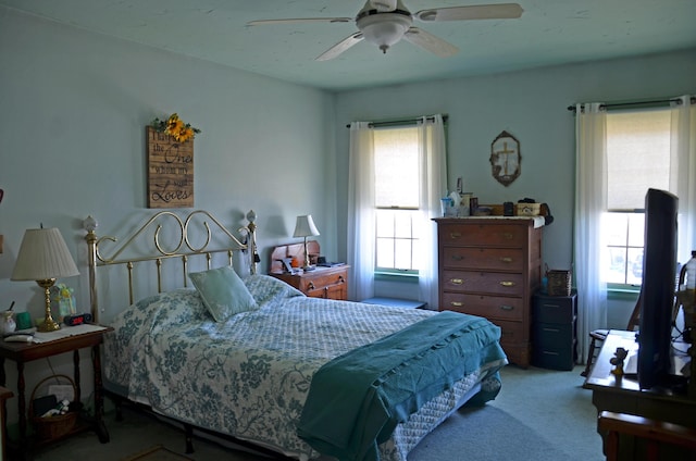 23 Park St, West Paris, ME 04289 - carpeted bedroom with ceiling fan