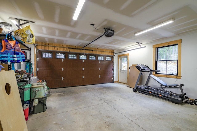 garage with a garage door opener