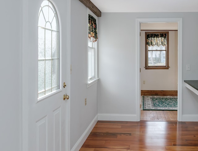 entrance foyer featuring baseboards and wood finished floors