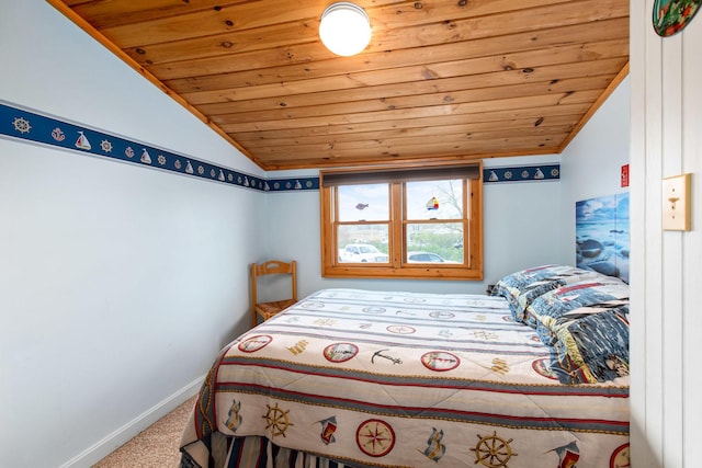 22 Gold Ribbon Dr, Wells, ME 04090 - bedroom with wooden ceiling, carpet flooring, baseboards, and vaulted ceiling