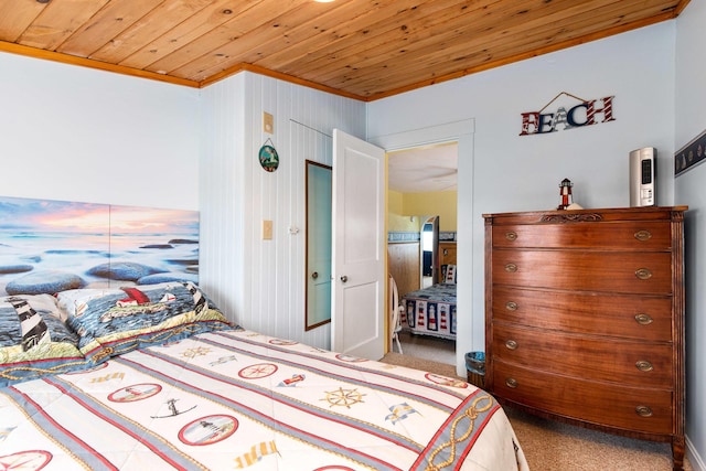 22 Gold Ribbon Dr, Wells, ME 04090 - carpeted bedroom featuring wooden ceiling and crown molding