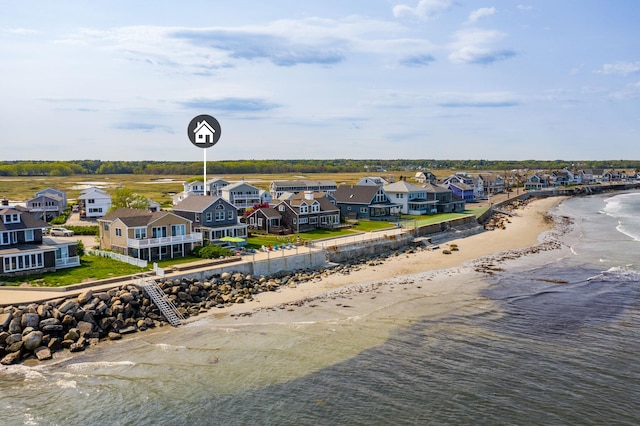 22 Gold Ribbon Dr, Wells, ME 04090 - birds eye view of property featuring a beach view, a residential view, and a water view