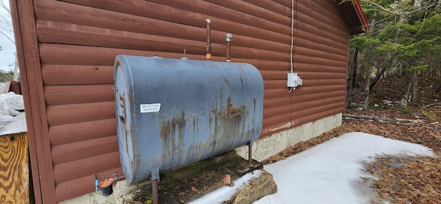 119 W Conroy Lake Rd, Monticello, ME 04760 - details with heating fuel and log veneer siding