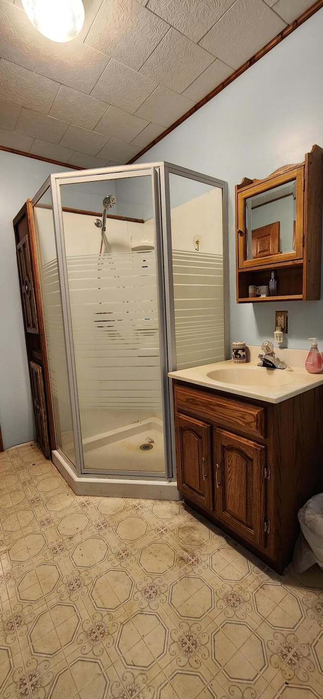 119 W Conroy Lake Rd, Monticello, ME 04760 - full bathroom with a shower stall and vanity
