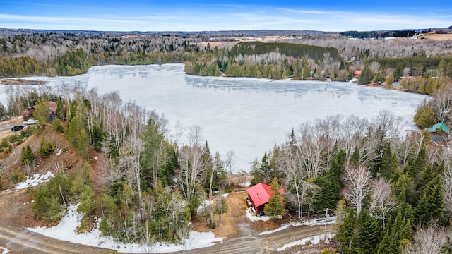 119 W Conroy Lake Rd, Monticello, ME 04760 - snowy aerial view featuring a forest view
