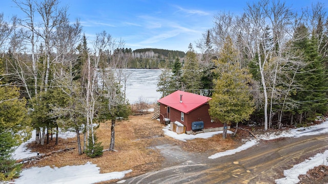 119 W Conroy Lake Rd, Monticello, ME 04760 - snowy aerial view with a wooded view
