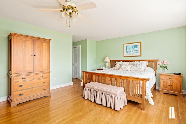 21 Bristol Dr, Rockport, ME 04856 - bedroom featuring light wood-style flooring, ceiling fan, and baseboards
