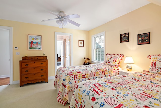 21 Bristol Dr, Rockport, ME 04856 - bedroom featuring baseboards, ceiling fan, and carpet