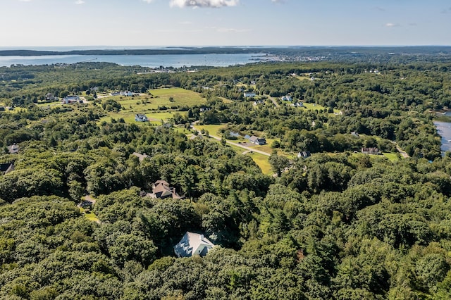 21 Bristol Dr, Rockport, ME 04856 - drone / aerial view featuring a wooded view and a water view