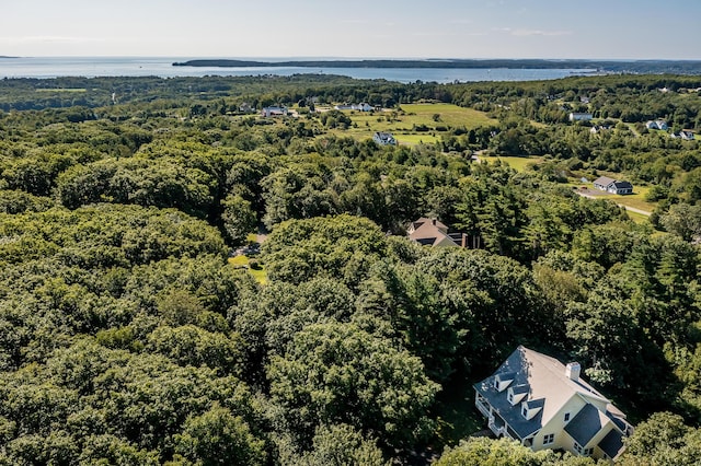 21 Bristol Dr, Rockport, ME 04856 - aerial view with a wooded view and a water view