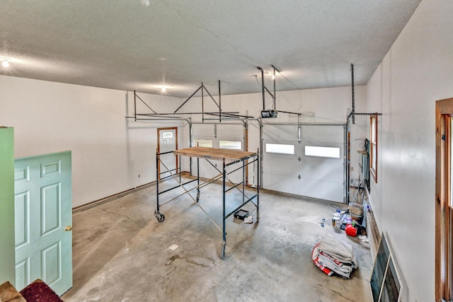 garage with heating unit and a garage door opener