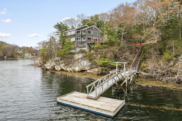 35 Barrows Rd, Boothbay Harbor, ME 04538 - dock area featuring stairs and a water view