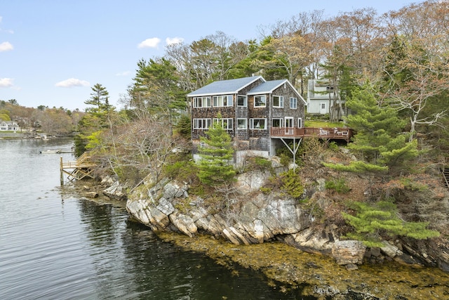 35 Barrows Rd, Boothbay Harbor, ME 04538 - rear view of house featuring a deck with water view