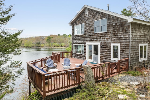 35 Barrows Rd, Boothbay Harbor, ME 04538 - wooden deck with a water view
