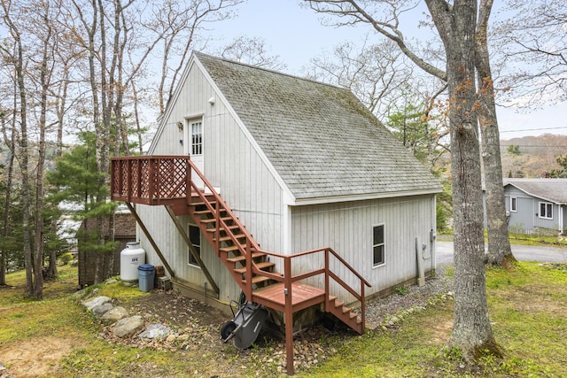 35 Barrows Rd, Boothbay Harbor, ME 04538 - rear view of house featuring stairway and a deck