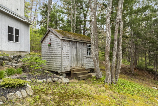 35 Barrows Rd, Boothbay Harbor, ME 04538 - view of shed with view of wooded area