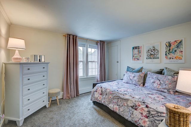 917 Main St, Fryeburg, ME 04037 - bedroom featuring ornamental molding, light carpet, and baseboards