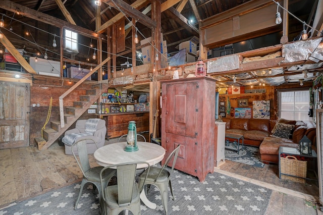 917 Main St, Fryeburg, ME 04037 - basement with stairs and hardwood / wood-style floors