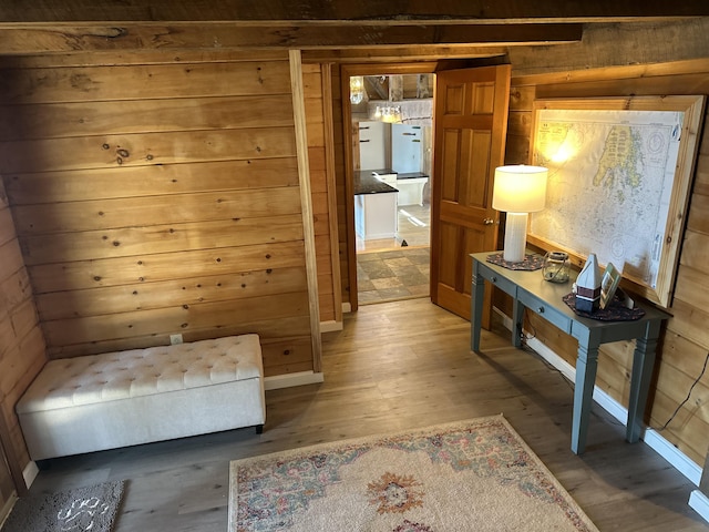 93 Goods Point Rd, Steuben, ME 04680 - interior space with wood walls, baseboards, and wood finished floors